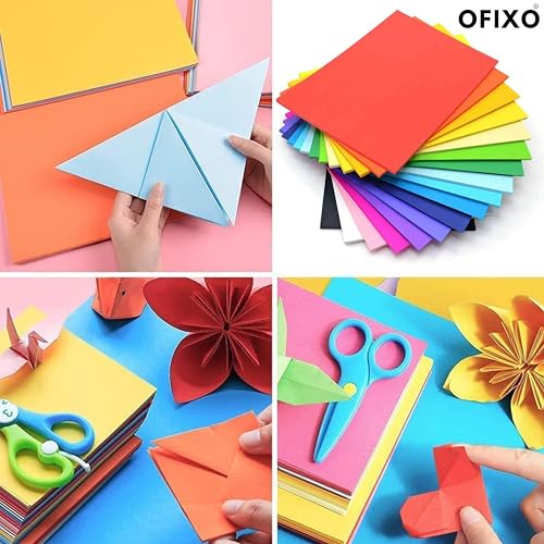 OFIXO 100pcs DIY Square Origami Paper Double Sides Solid Color Folding Paper Multicolor Kids Handmade Scrapbooking Craft Accessories Unruled 15 * 15 Origami Paper (Set of 5, Multicolor) - Image 4