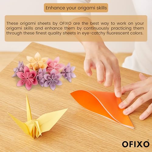 OFIXO 100pcs DIY Square Origami Paper Double Sides Solid Color Folding Paper Multicolor Kids Handmade Scrapbooking Craft Accessories Unruled 15 * 15 Origami Paper (Set of 5, Multicolor) - Image 3