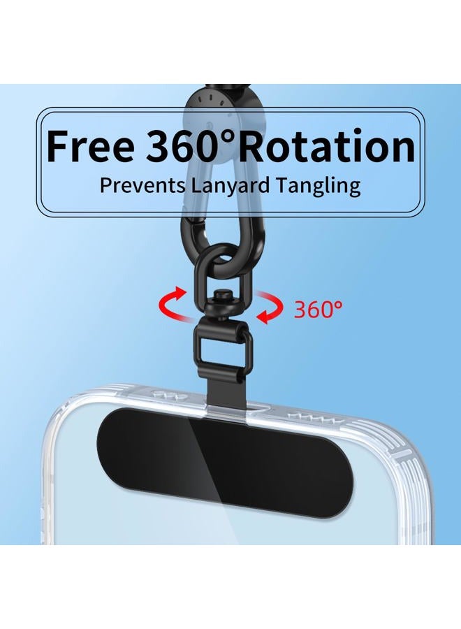 saxsion Universal Phone Tether Tabs & Metal Phone Patches - Sticky-Free Universal Phone Lanyard Patches for Cell Phone Straps. (Fashion Silver+Black) - Image 2
