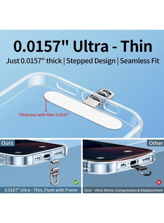 saxsion Universal Phone Tether Tabs & Metal Phone Patches - Sticky-Free Universal Phone Lanyard Patches for Cell Phone Straps. (Fashion Silver+Black) - Image 4