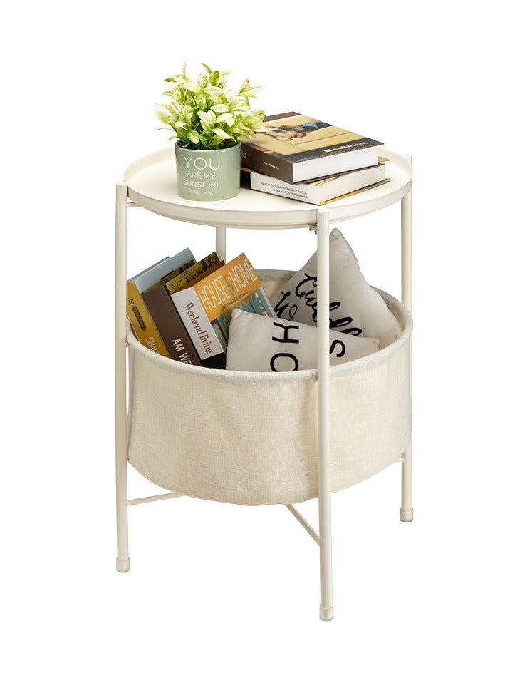 ميكسد طاولة مستديرة ، طاولة جانبية في غرفة المعيشة ، مساحة صغيرة صغيرة السرير مجلس الوزراء ، غرفة نوم مع سلة تخزين النسيج الأبيض الحديث طاولة الحضانة - Image 1