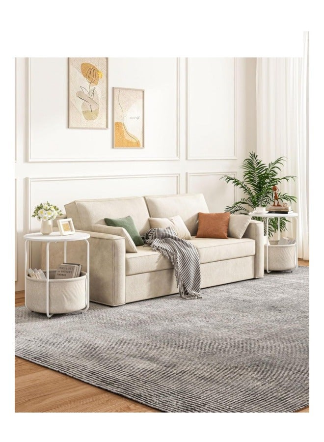 ميكسد طاولة مستديرة ، طاولة جانبية في غرفة المعيشة ، مساحة صغيرة صغيرة السرير مجلس الوزراء ، غرفة نوم مع سلة تخزين النسيج الأبيض الحديث طاولة الحضانة - Image 3