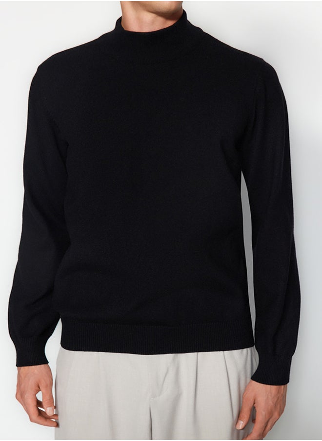trendyol - Black Men's Regular Fit Half Turtleneck Viscose Soft Limited Edition Basic Knitwear Sweater. - Image 1