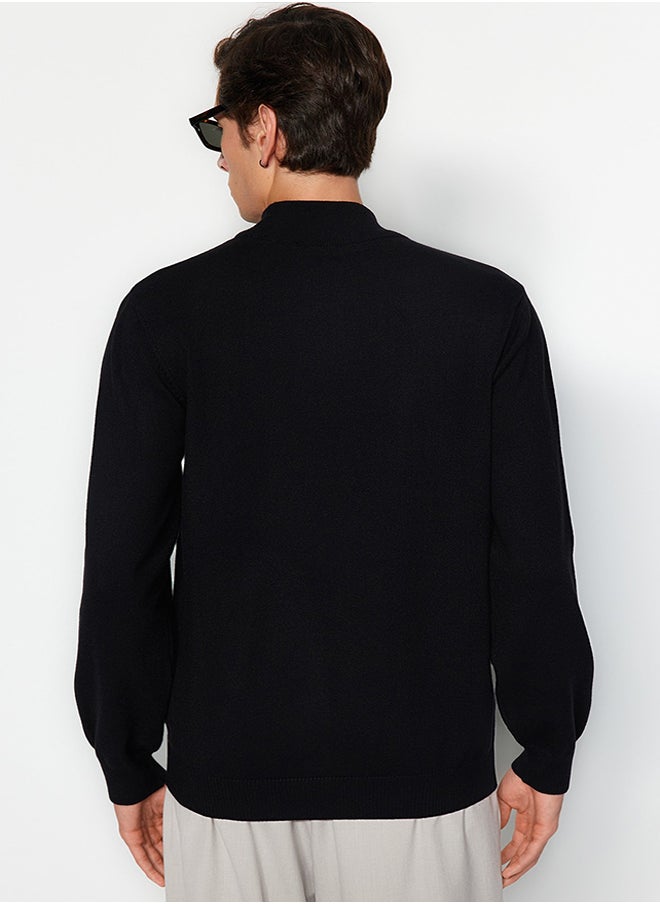trendyol - Black Men's Regular Fit Half Turtleneck Viscose Soft Limited Edition Basic Knitwear Sweater. - Image 1