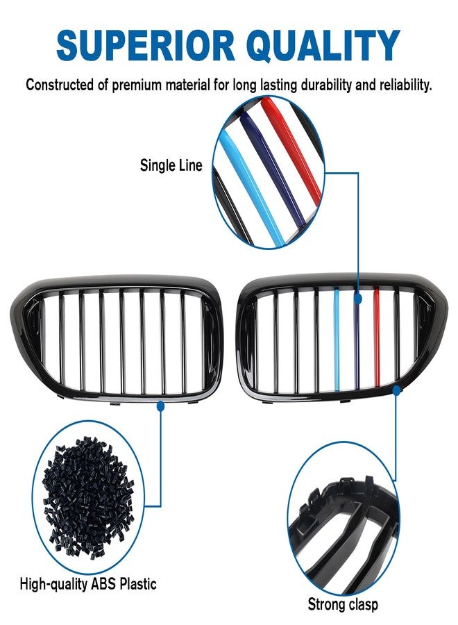 BILLDIO G30 Grille - Front Kidney Grill Color Grille Compatible With 2017 2018 2019 2020 BMW 5 series G30 530e 530e xDrive 530i 530i xDrive 540i 540i xDrive 550i xDrive,ABS Gloss Black Single Slat - Image 3