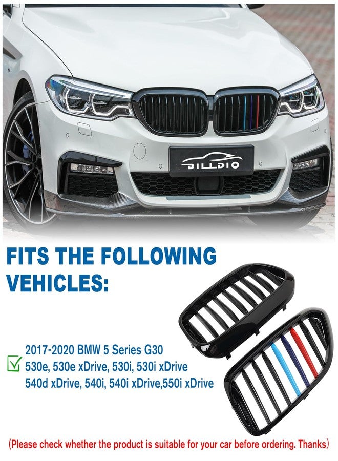 BILLDIO G30 Grille - Front Kidney Grill Color Grille Compatible With 2017 2018 2019 2020 BMW 5 series G30 530e 530e xDrive 530i 530i xDrive 540i 540i xDrive 550i xDrive,ABS Gloss Black Single Slat - Image 4