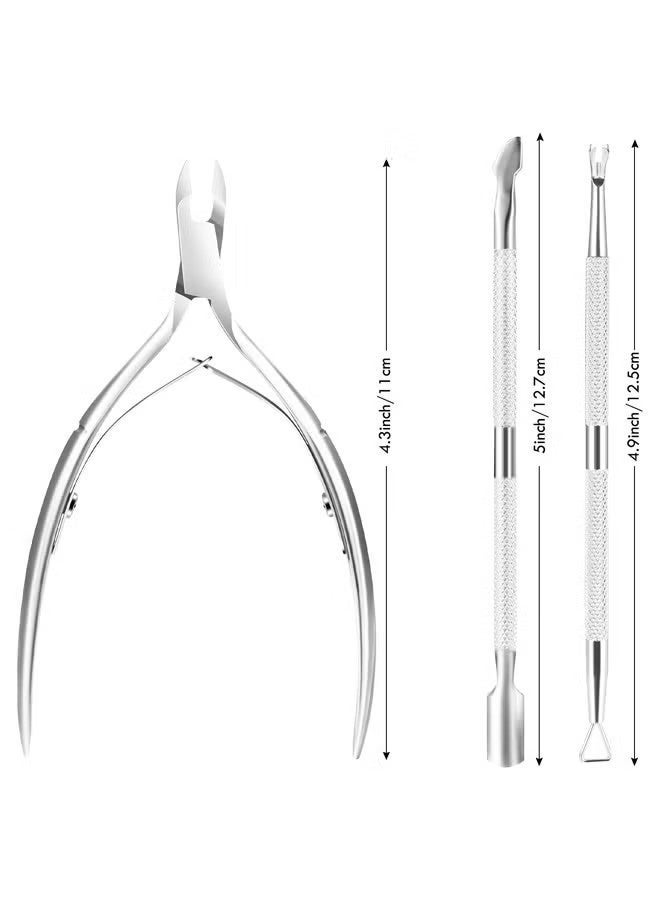 Cuticle Trimmer Cuticle Remover with Cuticle Pusher,Professional Stainless Steel Durable Pedicure Manicure Tools Cutter Nipper Scissor Clipper for Fingernails and Toenails Dead Skin - Image 2