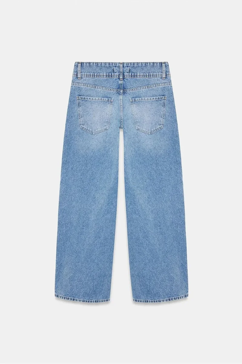 Dilvin Light-Mid Blue Denim DILVIN High-Waist Wide-Leg Cotton Jeans for Women | Best Price UAE