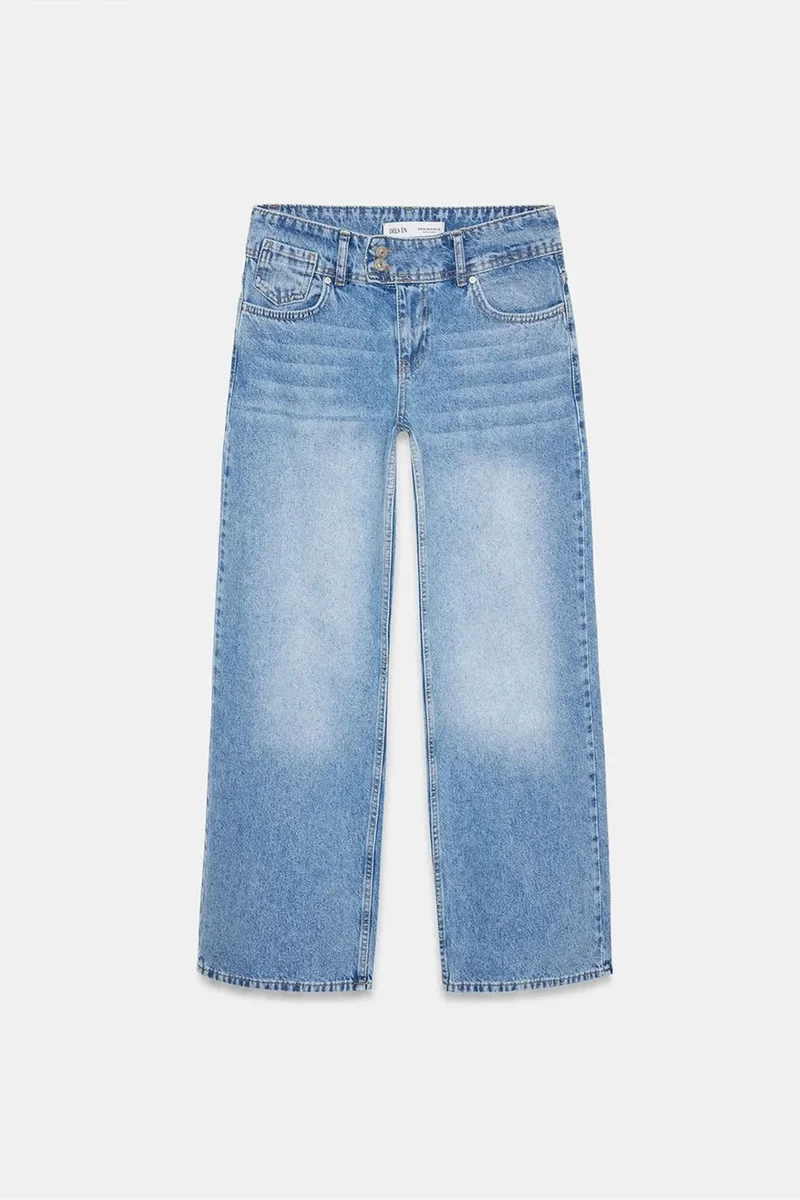 Dilvin Light-Mid Blue Denim DILVIN High-Waist Wide-Leg Cotton Jeans for Women | Best Price UAE
