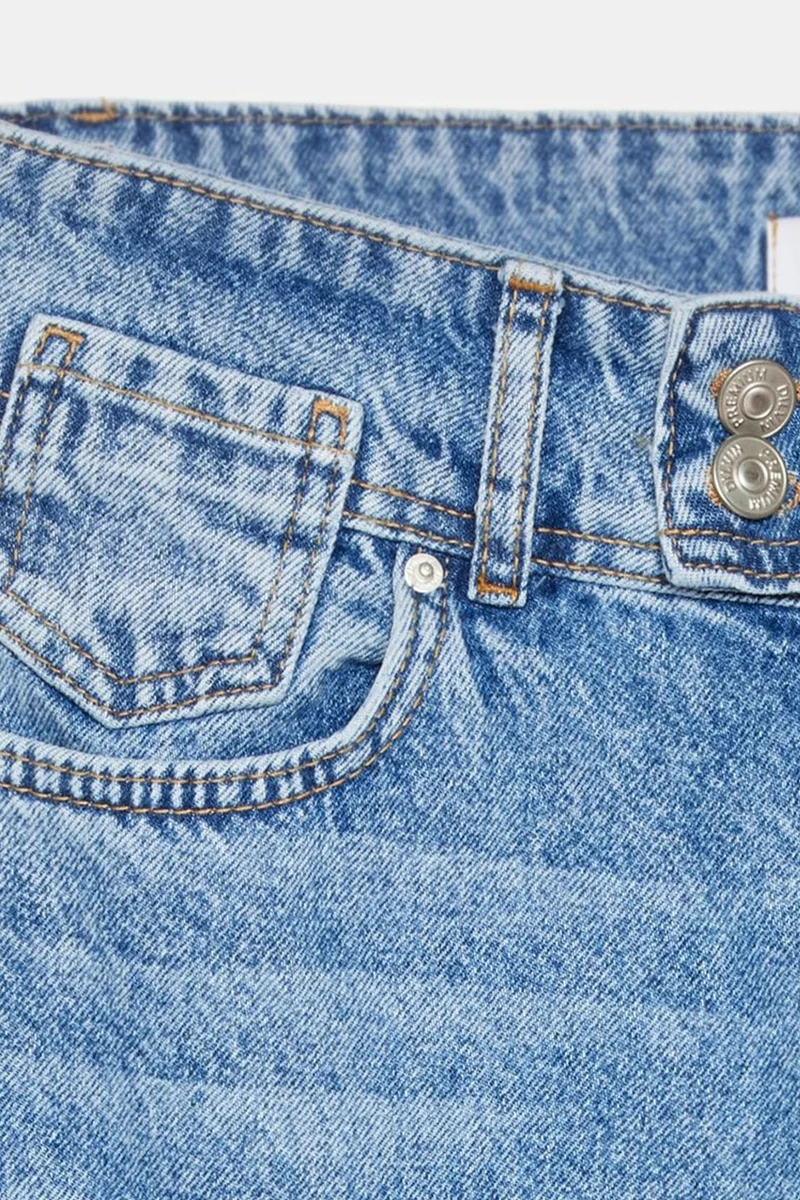 Dilvin Light-Mid Blue Denim DILVIN High-Waist Wide-Leg Cotton Jeans for Women | Best Price UAE