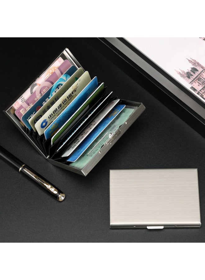 2024 Anti-magnetic Metal Card Case Anti-theft Multi-function Wallet Simple High-grade Stainless Steel Card Cover Men's Women-color:10 Card Slots-local Gold - Image 3
