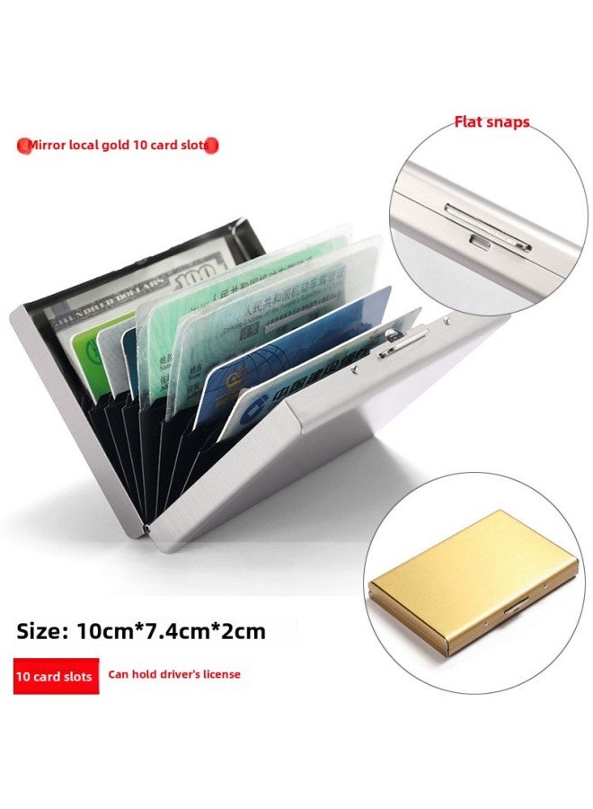 2024 Anti-magnetic Metal Card Case Anti-theft Multi-function Wallet Simple High-grade Stainless Steel Card Cover Men's Women-color:10 Card Slots-local Gold - Image 1