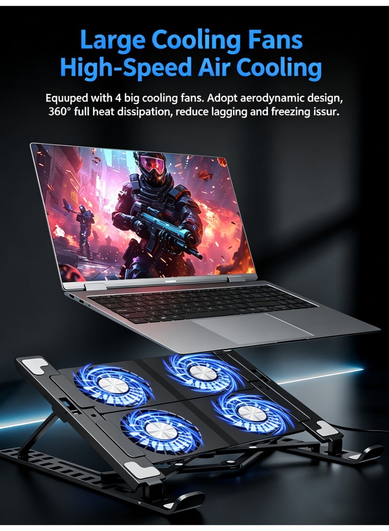 Portable Laptop Cooling Pad Radiators Stand Adjustable Height Keep Your Notebook Cool and Stable Notebook Fan Cooler - Image 2