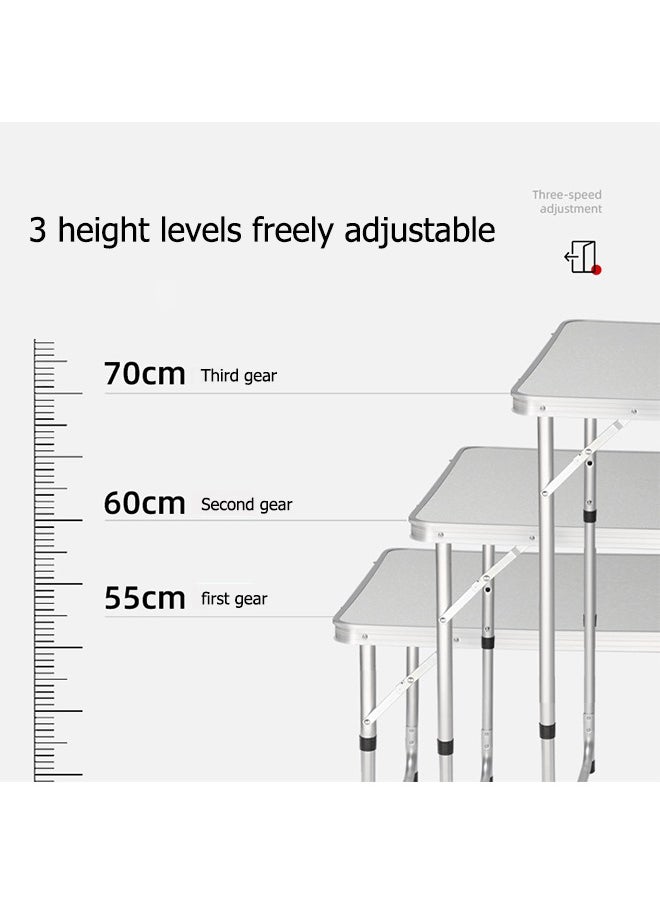 WEMART - Folding Table, 1.2M Folding Picnic Table, Aluminum Portable Camping Table with Handle, Adjustable Height Plastic Table for Picnic, Party, BBQ (White) - Image 1