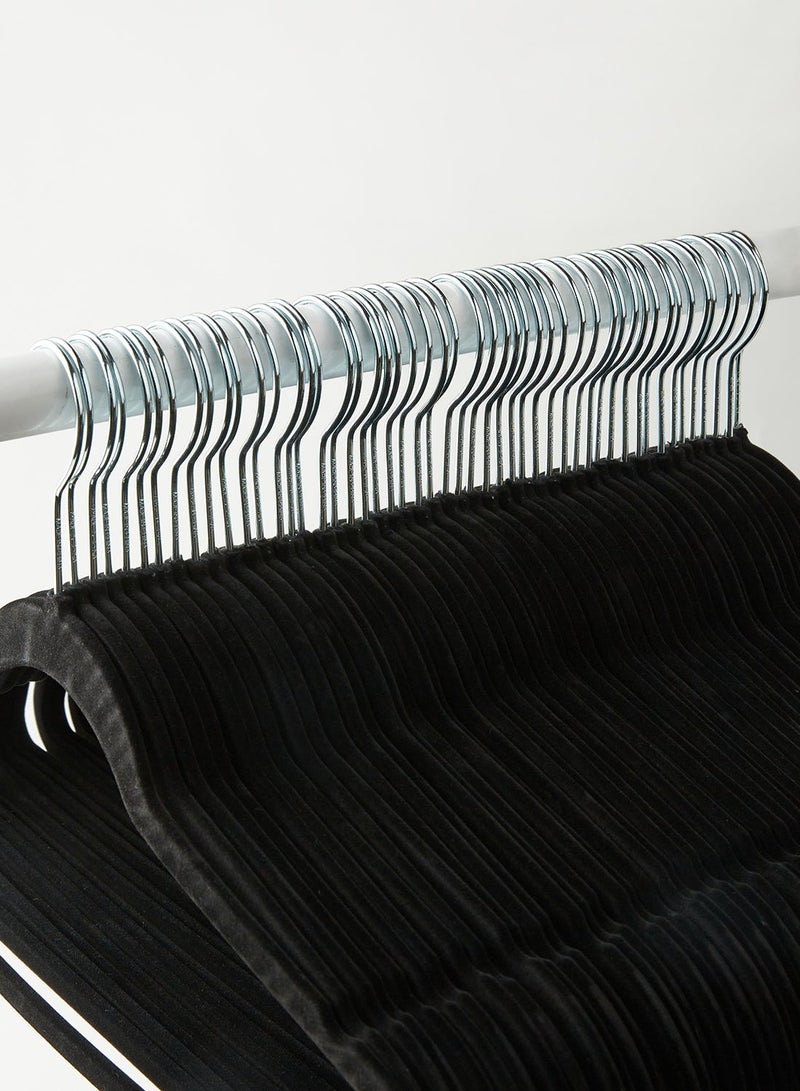50 Piece Velvet Clothes Hanger Set, Non Slip Ultra Slim Hangers, Sturdy Space Saving Hanger for Closet Organization, Black, 44.5 x 23.5 cm - Image 3