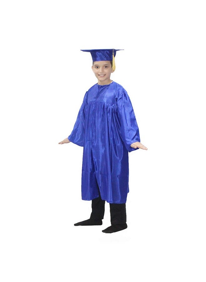 Kaku Fancy Dresses - Kaku Fancy Dresses Graduation Gown With Hat & Stole/Scarf | Degree Costume For Convocation Dress For Boys & Girls (Blue, 7-8 Years) - Image 1