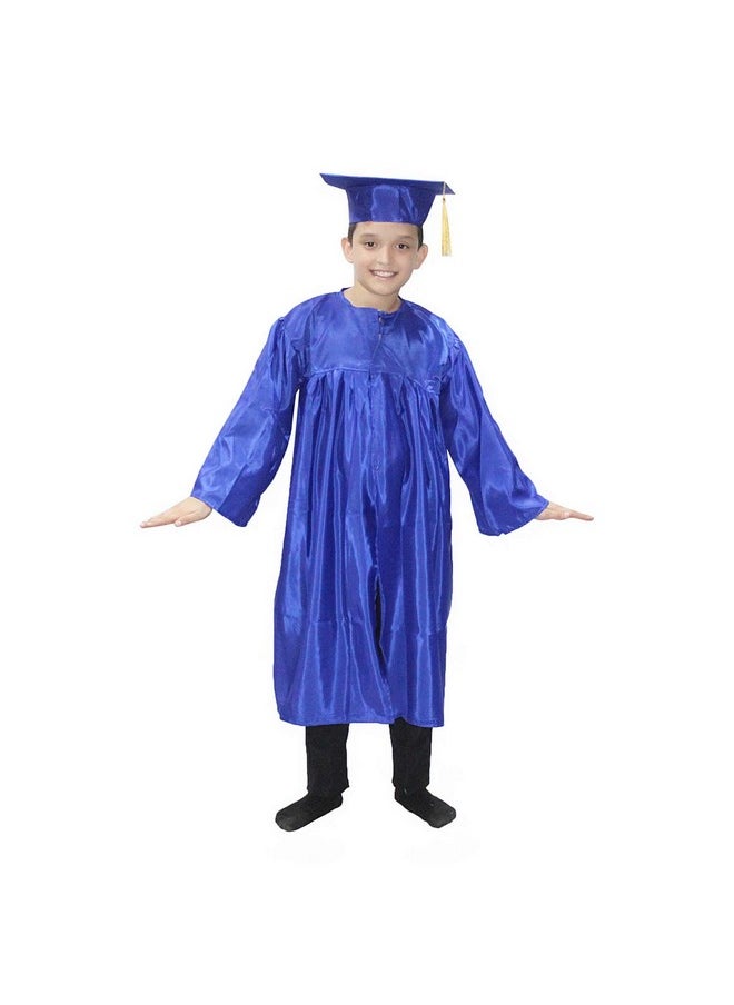 Kaku Fancy Dresses - Kaku Fancy Dresses Graduation Gown With Hat & Stole/Scarf | Degree Costume For Convocation Dress For Boys & Girls (Blue, 7-8 Years) - Image 1
