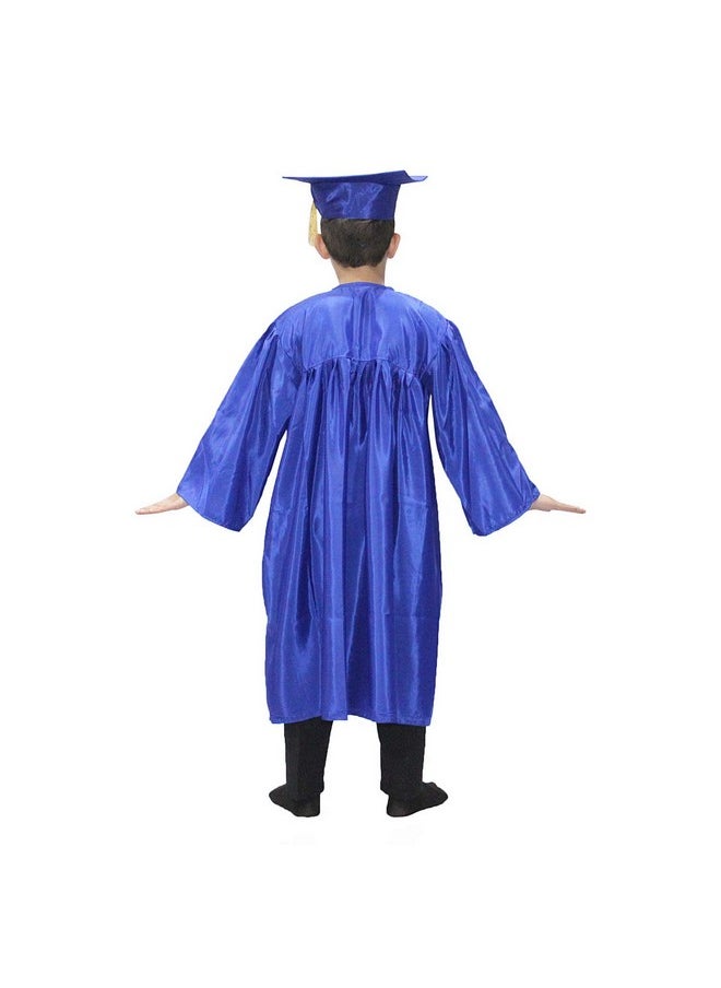 Kaku Fancy Dresses - Kaku Fancy Dresses Graduation Gown With Hat & Stole/Scarf | Degree Costume For Convocation Dress For Boys & Girls (Blue, 7-8 Years) - Image 1