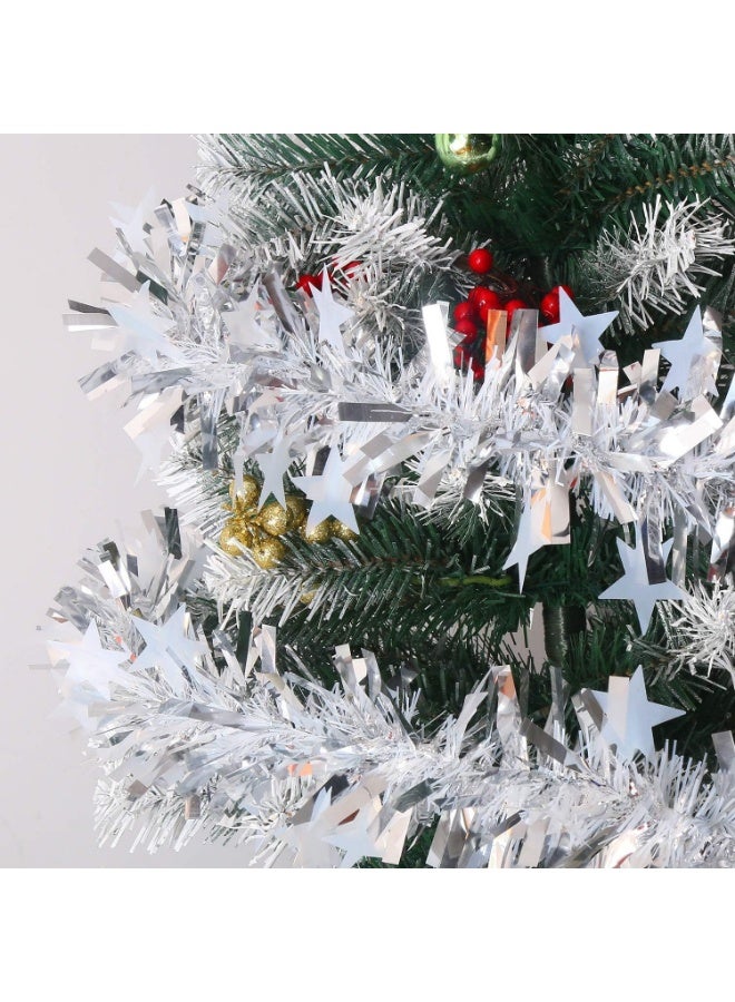 Tinsel 10M Silver Chunky Christmas Tinsel Garland with Stars, for Christmas Tree Decorations - Image 5