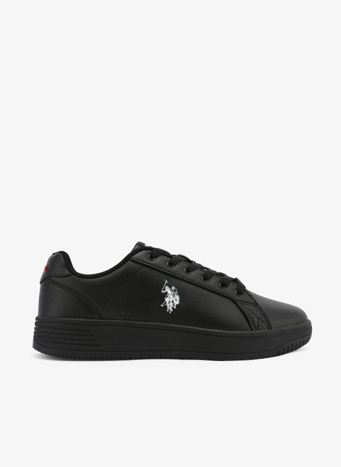 Men's Black Low-Top Canvas Sneakers - Bold Iconic Branding for a Clean Look Shoes