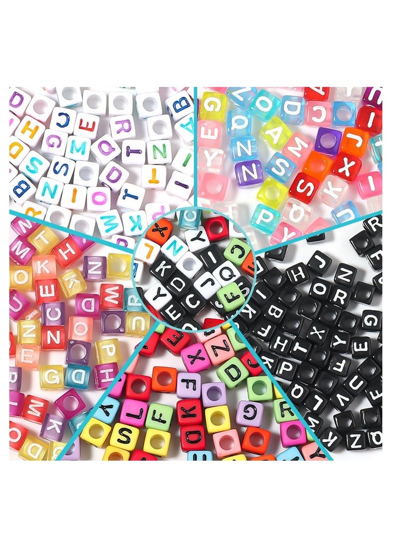 Taiahiro 6mm acrylic square beads, colored English oil-dripping letter beads, DIY jewelry accessories, children's early education handmade beads(50piece/bag)  - Image 2