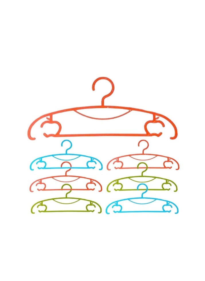 Plastic Clothes Hanger, 6 Pieces - Assorted Color