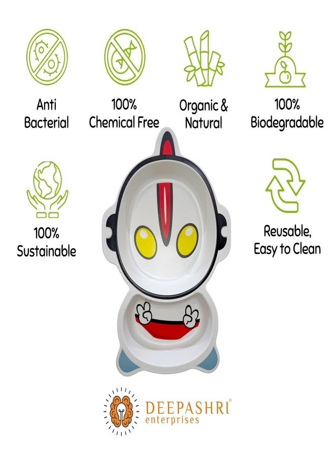 Deepashri™ Baby Alien Shape Bamboo Fibre Dinner Set for Kids | Eco-Friendly Biodegradable Tableware with Plate Bowl Cup Spoon Fork | Safe Feeding Utensils for Toddlers & Children | Set of 5 Pieces - Image 5