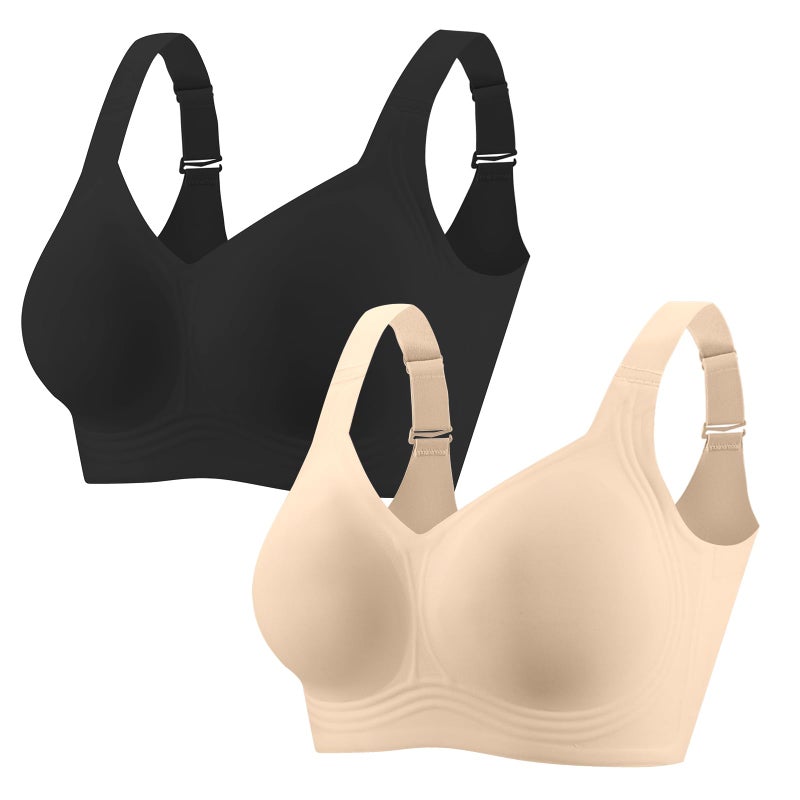 PoseFree Wireless Bras for Women Pack Full Coverage Comfortable & Supportive No Underwire Back Smoothing Everyday Bra Set - Image 1
