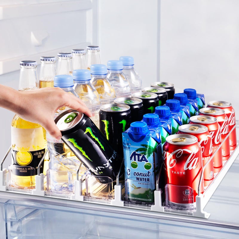 Coanto Drink Organizer for Fridge, Soda Can Dispenser for Refrigerator, Automatic Drink Dispenser for Fridge Holds up to 25 Cans, 5 Row - Image 1
