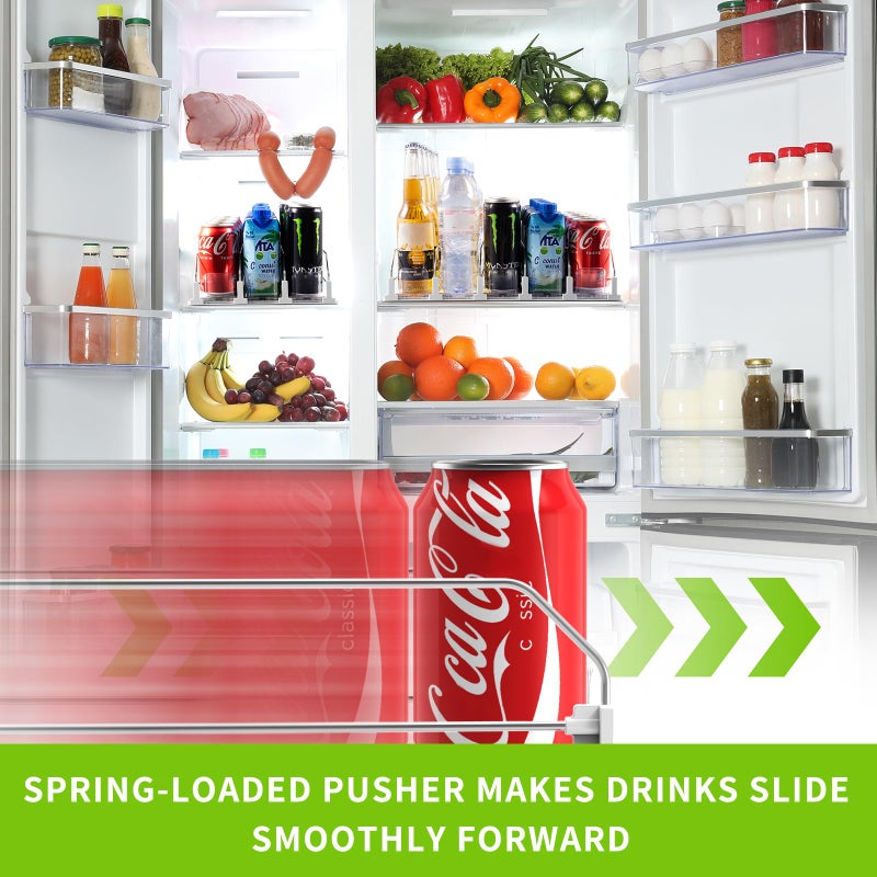 Coanto Drink Organizer for Fridge, Soda Can Dispenser for Refrigerator, Automatic Drink Dispenser for Fridge Holds up to 25 Cans, 5 Row - Image 2