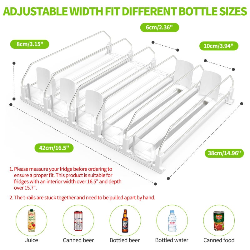 Coanto Drink Organizer for Fridge, Soda Can Dispenser for Refrigerator, Automatic Drink Dispenser for Fridge Holds up to 25 Cans, 5 Row - Image 4