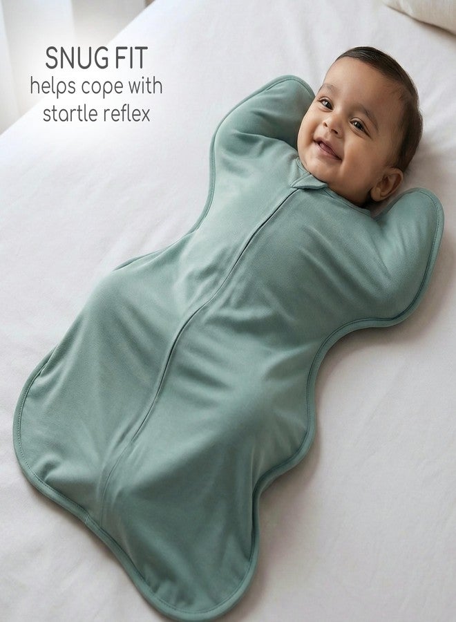 Cocoon Care 0.5 TOG Knitted Bamboo Cotton Arms Up Swaddle Sleeping Pod for Baby | Swaddle Pod for New Born Baby | 0-1 M | Green - Image 2