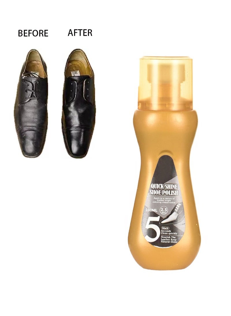 Aikanbo Quick Shine Shoe Polish，Black Liquid Shoe Polish, Instant Shoe Shine with Sponge Leather Shoe Polish for Dress Shoes, Boots, Shoes, Jackets（Black 100ml）  - Image 1