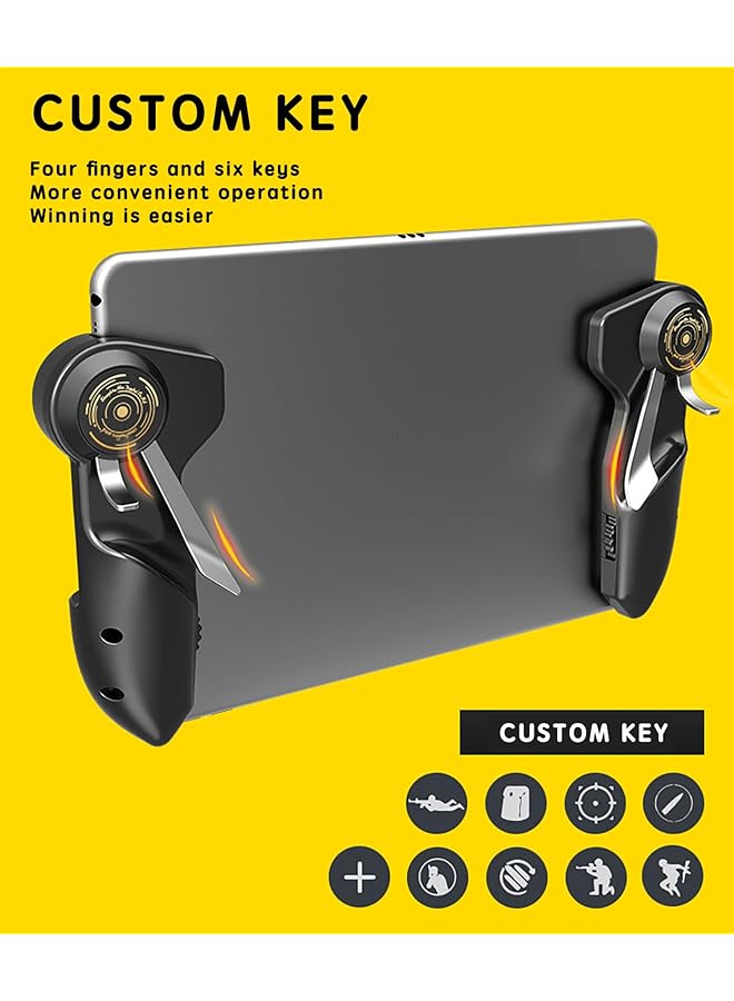 Pubg Controller For Tablet Mzpre 4 Triggers [6 Finger Operation] Sensitive Shoot Aim Trigger Gamepad Grip Support 10 12.9 Inch Ipad & Tablet (Thickness < 10Mm) Black  - Image 3