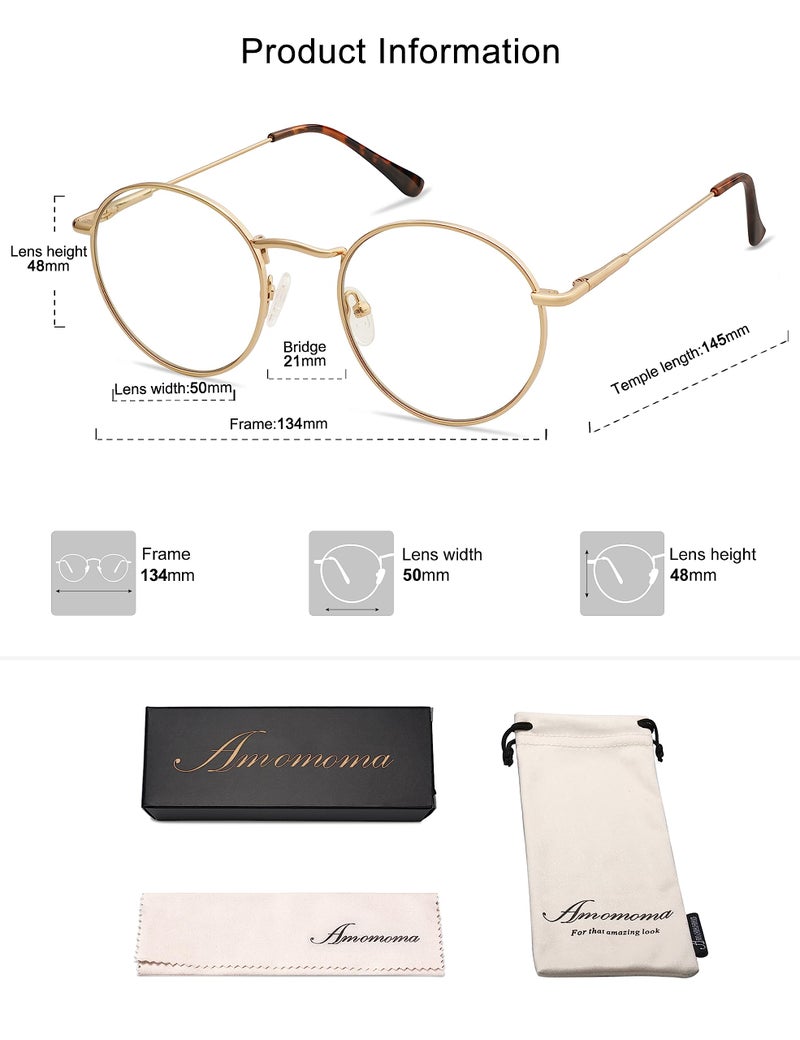 AMOMOMA 3-Pack Retro Round Reading Glasses for Men Women Trendy Blue Light Blocking Computer Readers Metal Frame AM6101 Mix (+1.50 Magnification Strength) - Image 5