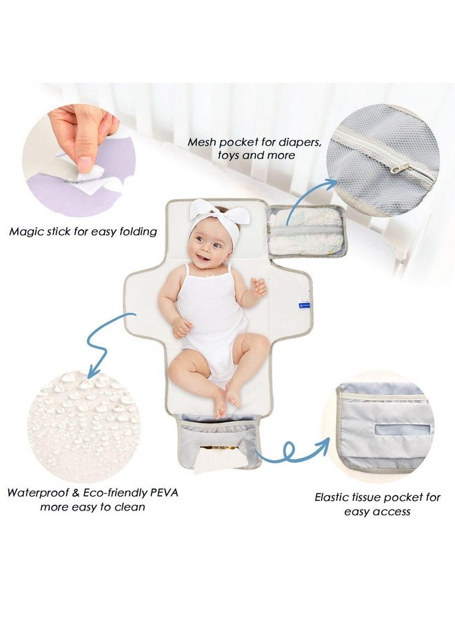 ElliTarr Portable Diaper Changing Pad Travel Baby Changing Mat Waterproof Diaper Changing Mat Foldable Lightweight Baby Changer with Built-in Pillow Purple Butterfly - Image 2