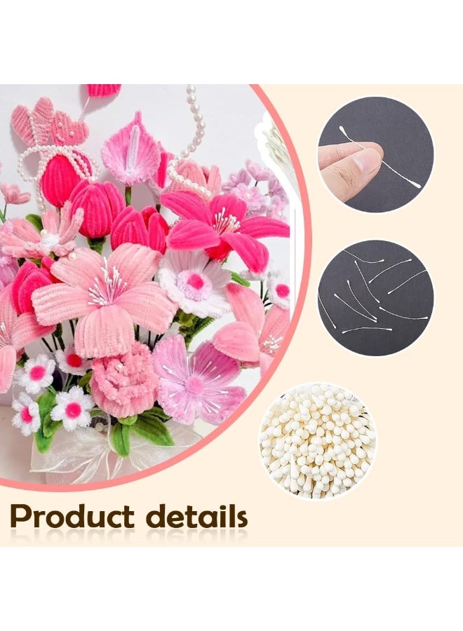 1600 مزدوج رأس الزهور الاصطناعية، 2mm تقليد الزهور النواة المواد اليدوية الصنع، DIY الزهور الحرفية الملحقات، مناسبة لرأس الزفاف وباقة مواد الديكور - Image 5