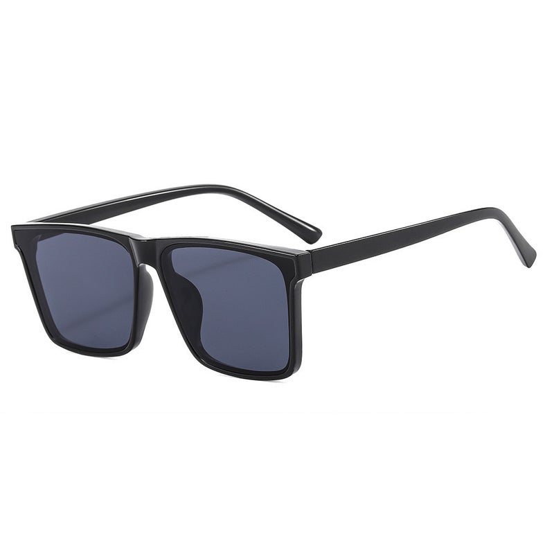 Generic Gm Sunglasses Womens High-end Big Face Slimming Anti-ultraviolet Polarized Sunglasses Mens Korean Style Square Internet Celebrant Glasses 237 black frame gray film
