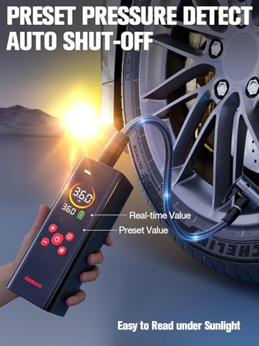 GOOLOO AP150 PRO Tire Inflator Portable Air Compressor, Upgraded UI Color LED Screen & 4X Faster Car Air Pump with Pressure Gauge, 12V Electric Tire Pump with Auto Shut-off for Car,Bike,Ball - Image 4
