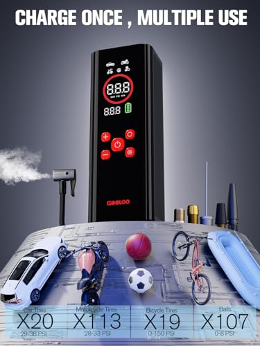 GOOLOO AP150 PRO Tire Inflator Portable Air Compressor, Upgraded UI Color LED Screen & 4X Faster Car Air Pump with Pressure Gauge, 12V Electric Tire Pump with Auto Shut-off for Car,Bike,Ball - Image 5