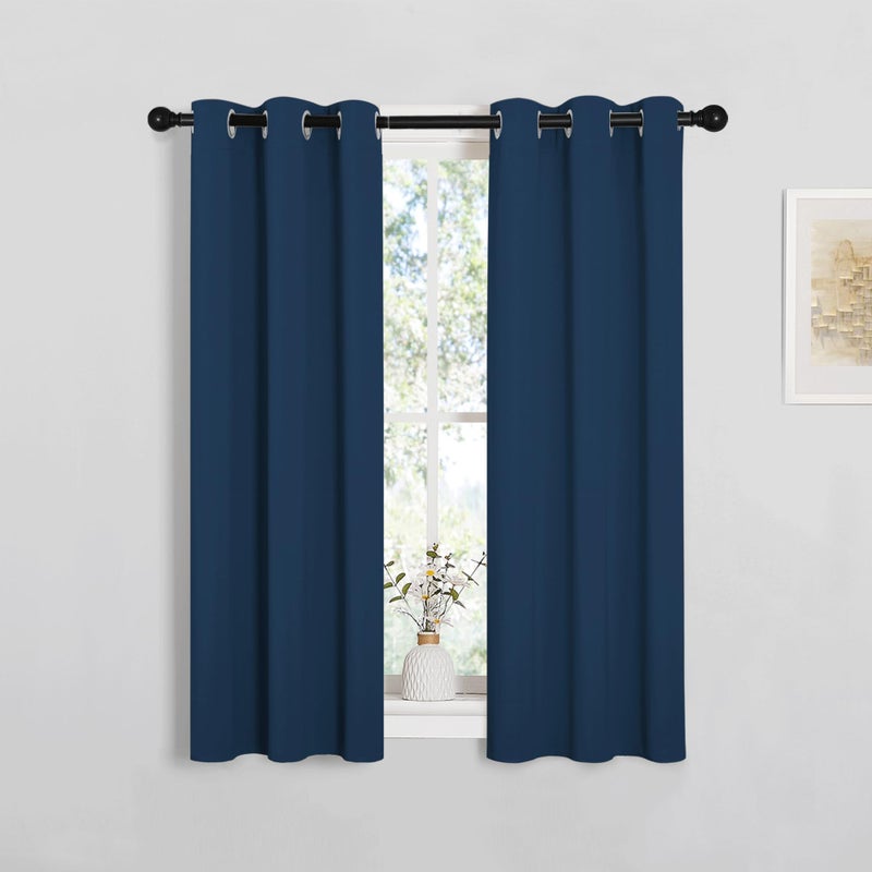 NICETOWN 84 inches Blackout Curtains for Office and Theater  Thermal Insulated Solid Grommet Drapes for Living Room (Moroccan Blue  1 Pair  42 inches Wide) - Image 1