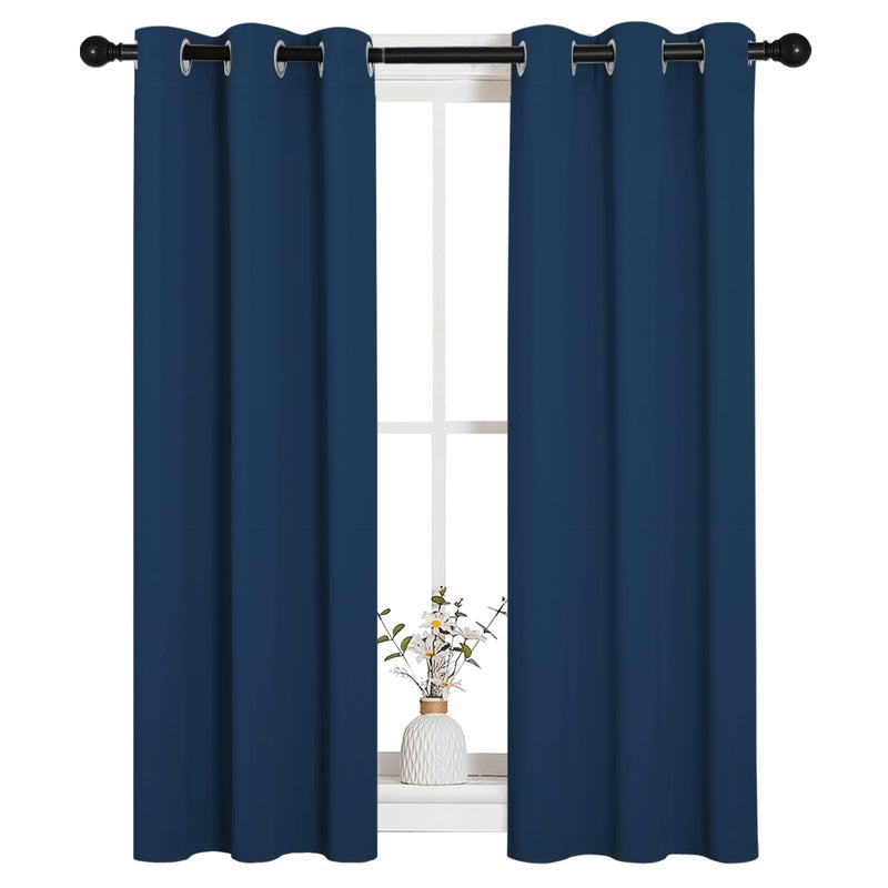NICETOWN 84 inches Blackout Curtains for Office and Theater  Thermal Insulated Solid Grommet Drapes for Living Room (Moroccan Blue  1 Pair  42 inches Wide) - Image 2