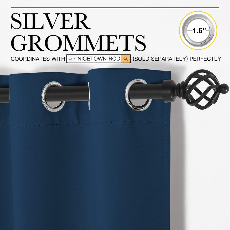 NICETOWN 84 inches Blackout Curtains for Office and Theater  Thermal Insulated Solid Grommet Drapes for Living Room (Moroccan Blue  1 Pair  42 inches Wide) - Image 3