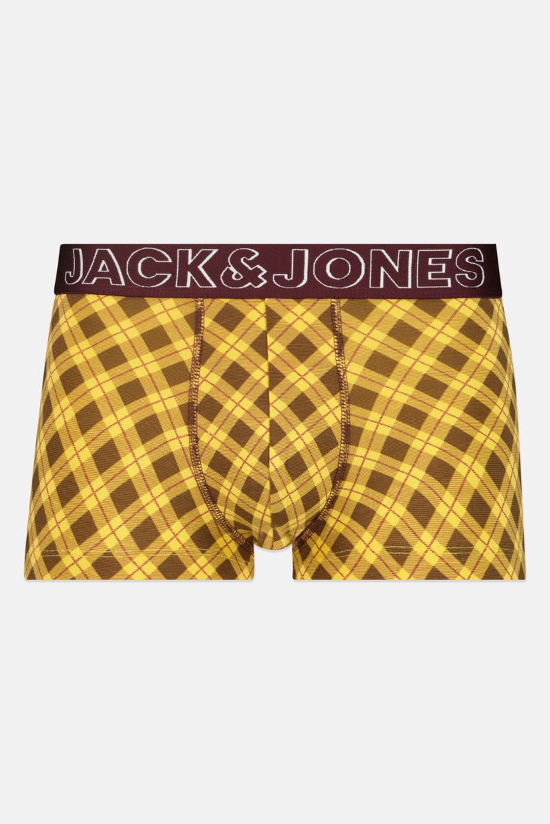 JACK & JONES Men 1 Piece Checkered Boxer Trunks, Multicolor - Image 1