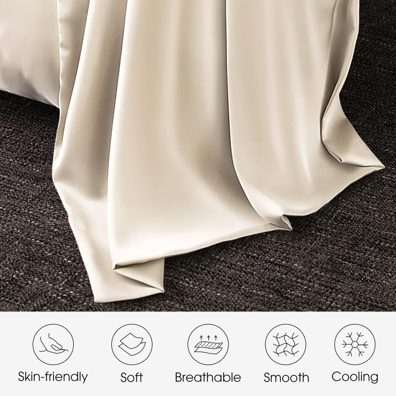 Wlosj 100% Silk Pillow Cases For Hair And 2 Pack Queen Size Mulberry Silk Pillowcase For Hair And Skin Set Of 2 Highest Grade 6A Silk Soft Breathable Cooling With Hidden Zipper  Beige - Image 4