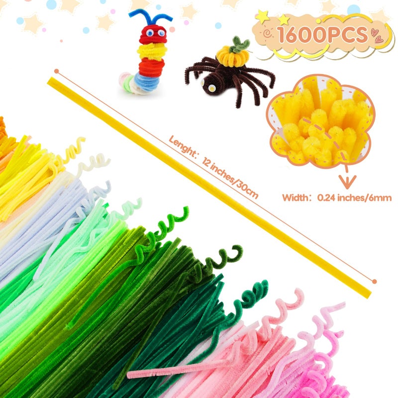 Anyeve 1600 PCS Pipe Cleaners, Pipe Cleaners Bulk 48 Colors, Chenille Stems for Flowers DIY Art Creative Crafts Decorations Colorful Thick Pipe Cleaners Craft Supplies for Christmas Halloween Birthday Gift - Image 3