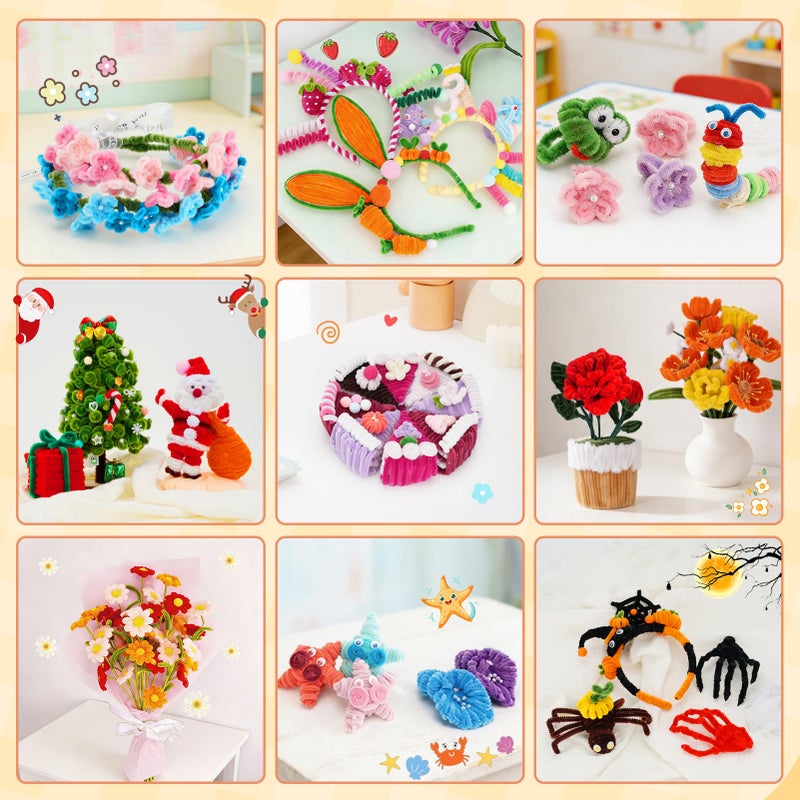 Anyeve 1600 PCS Pipe Cleaners, Pipe Cleaners Bulk 48 Colors, Chenille Stems for Flowers DIY Art Creative Crafts Decorations Colorful Thick Pipe Cleaners Craft Supplies for Christmas Halloween Birthday Gift - Image 2
