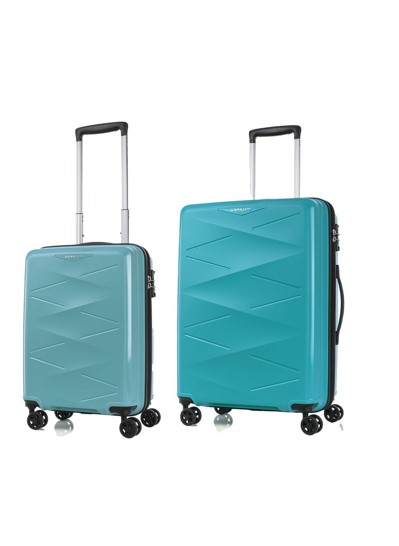 KAMILIANT TRIPRISM Luggage, 2pc Set, Hard  Spinner, Medium + Carry-on, Combination Locks, AQUA 