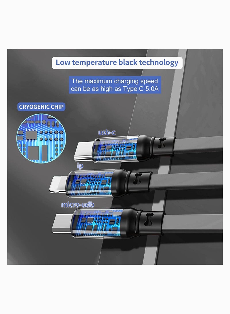 3-in-1 USB Charging Cable, Multi Retractable to USB Cable Type C Sync Fast Charging Cord, USB Charging Cable for IP, Micro-USB, Compatible with Cell Phones Tablets for Samsung LG iPhone, 2Pcs - Image 5