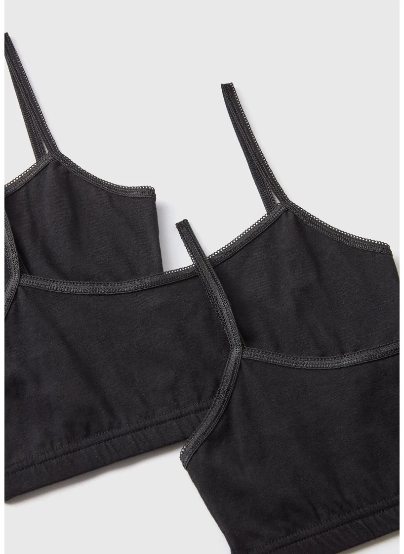 Matalan 5 Pack Girls Black Crop Tops